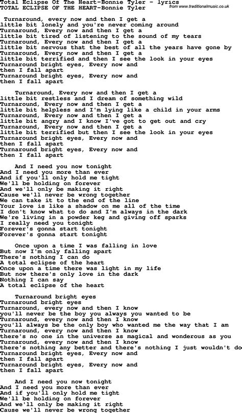 Lyrics and Translation Total Eclipse of the Heart .